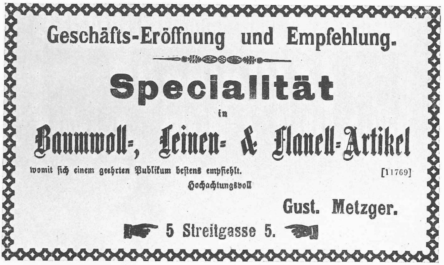 Eröffnungsinserat, Basler Nachrichten · 30. September 1888